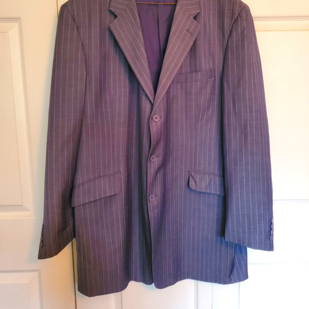 Lazetti Couture Merino Wool Super 140s Mens Navy Blue Pin Striped Blazer